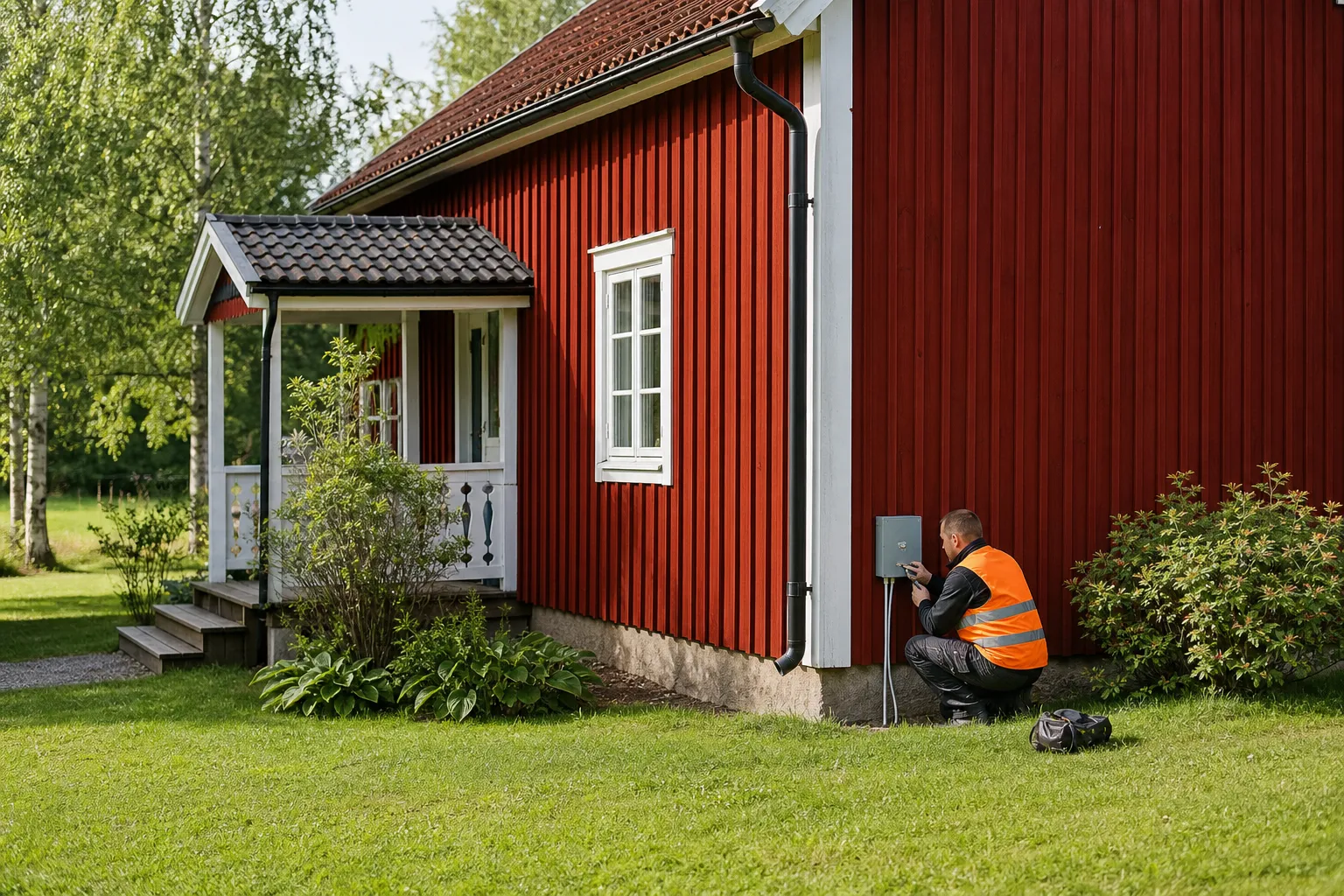 Svensk villa med fiberinstallation